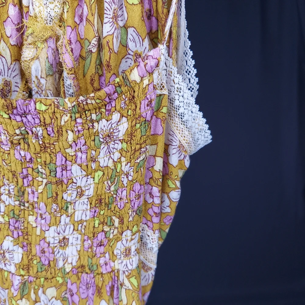 Intimately Free People Slip Dress Medium All I Wanted‎ Maxi Floral Empire Slit